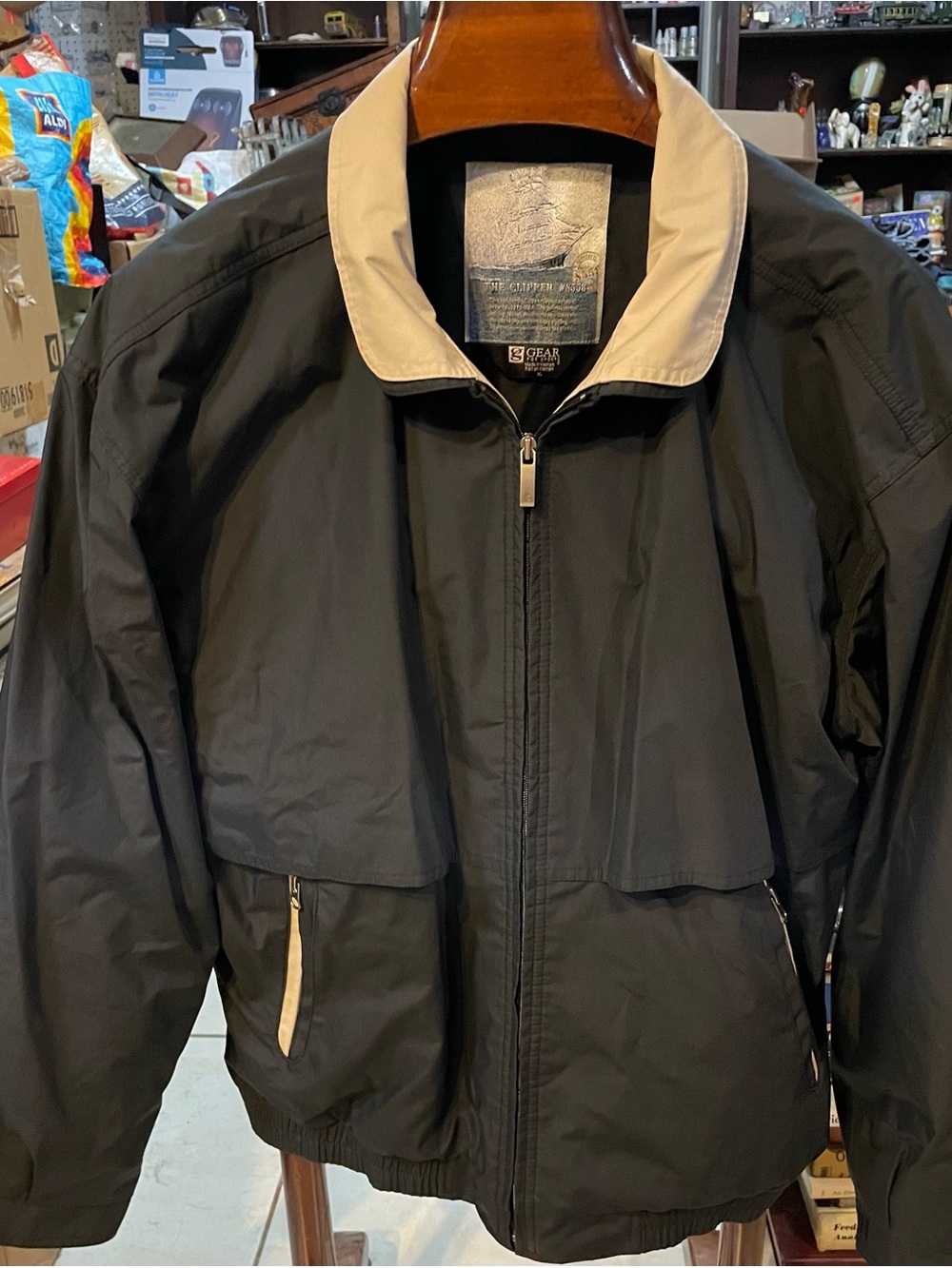 Gear For Sports Black Windbreaker with Cream Contrast Collar